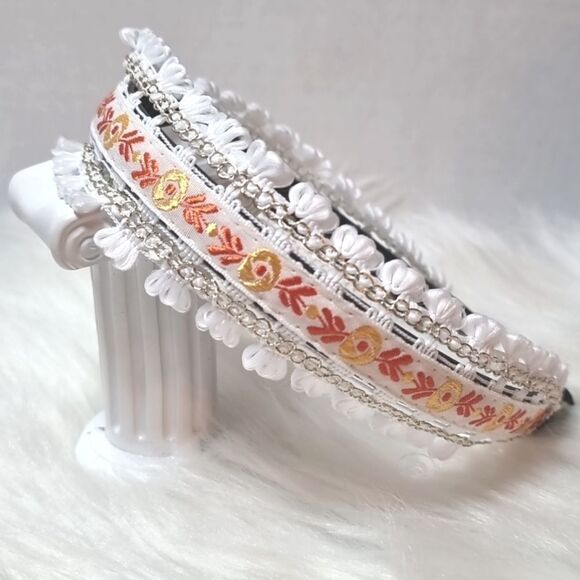 BOHO EMBROIDERED FLORAL HEADBAND cottagecore fall - Picture 1 of 6